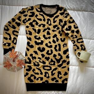 NEW Khaki leopard sweater dress